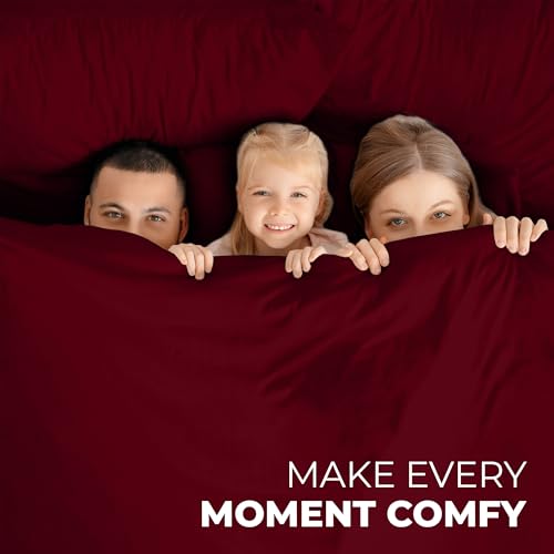ROYALE LINENS 4 Piece Cal King Sheets Set - Soft Brushed 1800 Microfiber - 1 Fitted, 1 Flat Sheet, 2 Pillow Cases - Wrinkle Free & Fade Resistant - Hotel Luxury Bed Sheets (Burgundy, Cal King) ROYALE LINENS