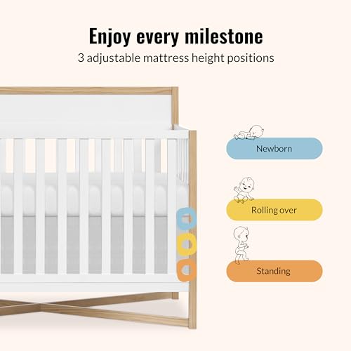 Dream On Me Owen 5-in-1 Convertible Full-Size Baby Crib in Vintage White Oak, GreenGuard Gold & BSA, Converts to Toddler, Day, & Full-Size Bed Non-Toxic Paint, Safe Sleep Environment
