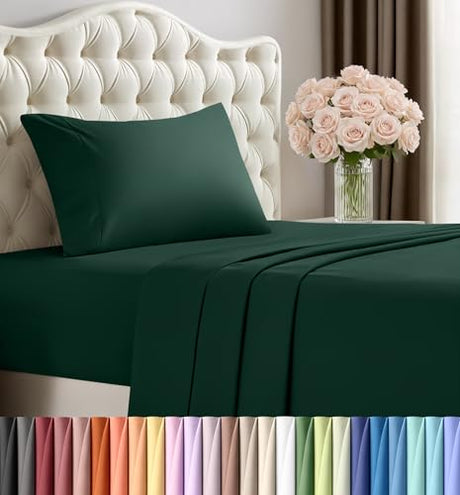 Utopia Bedding Twin Sheet Set – 3 Piece Bed Sheets for Twin Size Bed, Soft and Breathable Microfiber, Includes 1 Fitted Sheet, 1 Flat Sheet and 1 Pillowcase (Emerald Green) Utopia Bedding