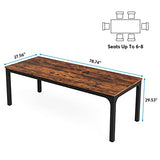 Tribesigns 78.7 Inch Dining Table for 8, Industrial Rectangle Wood Dining Table, Long Rustic Dinner Table with Heavy Duty Metal Legs (Only Table) (Rustic Brown) Tribesigns