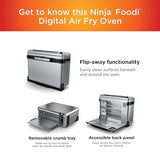 Ninja SP101 Digital Air Fry Countertop Oven with 8-in-1 Functionality, Flip Up & Away Capability for Storage Space, with Air Fry Basket, Wire Rack & Crumb Tray, Silver Ninja