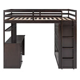 Harper & Bright Designs High Full Size Loft Bed with Desk and Wardrobe,Solid Wood Loft Bed Frame Full with Storage Drawers for Kids Teens Adults,No Box Spring Needed,Espresso Harper & Bright Designs