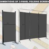 PayLessHere 3-Panel Folding Privacy Screen, 6 Ft Portable Room Divider for Separating Spaces,102" W x 70" H Freestanding Partition Room Panel,Grey PayLessHere