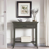 Topol Tray Edge Solid Wood Console Table with Drawer and Shelf, Smoke Gray Wash, Perfect for Entryways, Hallways, and Living Rooms – Leick Home, 10127-GR Leick Home