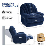 EONIX Dual Motor Power Swivel Rocking Recliner Chair for Living Room, Armless Oversized Shell Shape Lazy Boy Rocker Recliner, Plush Fabric Thickened Cushion, Elevated Soft and Comfort, Navy Blue