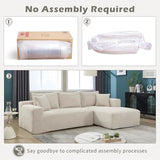 KEIKI 108.7'' Modular Sectional Sofa Couch, L-Shape 3-Seat Velvet Cloud Couch with Oversized Chaise, Memory Foam Cushion, Removable Back & Neck Pillow for Living Room Sofa, Right Facing Chaise, Beige KEIKI