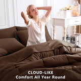 CozyLux King Size Comforter Set Brown, 7 Pieces Bed in a Bag, Brown Comforter King Size, All Season Bedding Sets with Stitch Quilted Comforter, Flat Sheet, Fitted Sheet, Pillowcases CozyLux