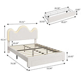 IDEALHOUSE Full Bed Frame with LED Headboard and Under-Bed Drawer, Metal Upholstered Platform Bed with LED Light for Kids, Girls, Lamb Fleece Fabric, Wooden Slats Support, No Box Spring Needed, White IDEALHOUSE