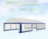 LUXOAK 20 x 40 FT Extra Large Outdoor Event Shelter, Wedding Party Tent with Sidewall Windows & 2 Side Doors, Heavy Duty Canopy Gazebo Tent for Garden Patio Carport, White with Blue Stripes LUXOAK