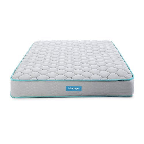 Linenspa 6 Inch Mattress - Firm Feel - Bonnell Spring with Foam Layer - Mattress in a Box - Youth or Kids Bed - Guest Bedroom - Durable and Breathable Support - Affordable - Queen Size Linenspa