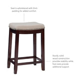 Linon Linen Backless Claridge Stool, Counter Height, Beige & Dark Walnut Linon