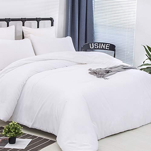 CLOTHKNOW White Full Size Comforter Sets 3Pcs White Bedding Comforter Sets Soft Men Women Comforter with 2 x Pillow Cases CLOTHKNOW