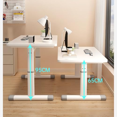Manual Standing Desk, Adjustable Height Work Table Hand Crank Sit Stand Desk Home Office Desk Computer Workstation with Frame,White,120cm Generic
