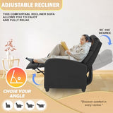 PayLessHere Recliner Chair Single Reclining Sofa Home Theater Seating with Lumbar Support and Padded Backrest for Living Room and Bedroom (Leather, Black)