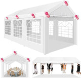 COBIZI 10x20 Party Tent Heavy Duty for Parties, Powder Coating (Better Than Galvanized), Waterproof for Church & Wedding, Large Outdoor Event Gazebo with Removable Sidewall & Built-in Sandbag, White COBIZI