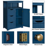 Yaheetech Bathroom Floor Cabinet, Free Standing Wooden Storage Organizer Multiple Tiers Storage Living Room Cabinet, Navy Blue Yaheetech