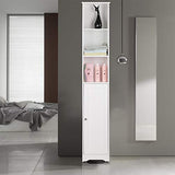 Bonnlo Narrow Cabinet, 67" Tall Slim Bathroom Storage Cabinet 12" Wide White Skinny Linen Cabinet with 3 Open Shelves Single Door Adjustable Shelf Space Saving Corner Pantry Bonnlo