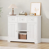 ChooChoo Buffet Cabinet, Coffee Bar with Drawers and Doors, Sideboard Storage with Shelves for Kitchen, Dining Room, Living Room, White ChooChoo