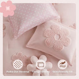 Intelligent Design Kids Queen Comforter Set for Girls, Tufted Chenille Floral Comforter Set Queen, Lightweight Polka Dot Comforter Reversible Bed Set, Sham, Pillow, Gracie, Full/Queen Pink 4 Piece Intelligent Design