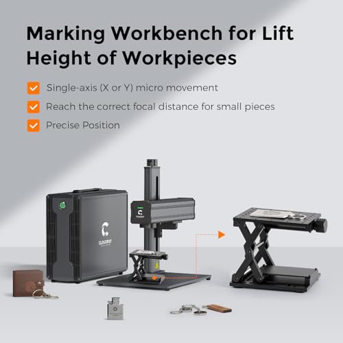 Cloudray One-Dimension Marking Workbench for CO2 & Fiber Laser Engraver Machine, 1D Working Table, Lift Stand & Holder Laser Engraver, Flexible Working Area 4.7"x3.4", One Direction XY Table, Black Cloudray