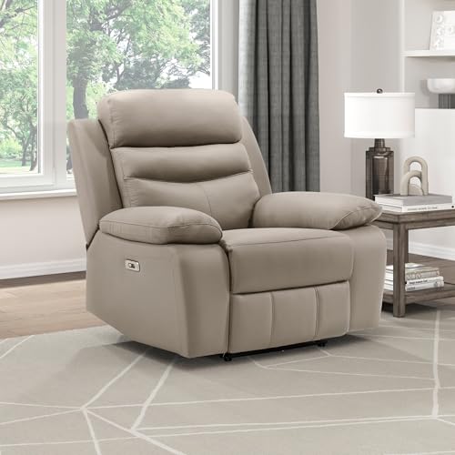 Lexicon Recliner Chair Living Room Leather Match Reclining Sofa Chair, Home Theater Seating, Wall Hugger Recliner, Power Recliner Sofa Chair for Living Room/Office/Apartment, Latte