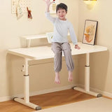 Manual Standing Desk, Adjustable Height Work Table Hand Crank Sit Stand Desk Home Office Desk Computer Workstation with Frame,White,120cm Generic