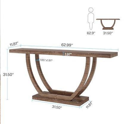 Tribesigns Console Entryway Table Farmhouse: 63 Inches Sturdy Wood Console Table for Entryway, Narrow Long Foyer Sofa Table with Geometric Legs for Hallway, Entrance, Living Room - WoodArtSupply