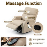 Culect 360° Swivel Rocking Recliner Chair, Massage Lazy Boy Recliner, Small Spaces Recliner for Living Room, Bedroom and Nursery, Beige Leather