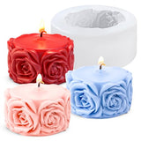 Rose Flower Column Candle Molds Flower Shape Silicone Candle Molds Cylinder Resin Casting Mold Silicone Flowers Rose Mold for Candles Making DIY Polymer Clay Craft Plaste Valentine Mother Day