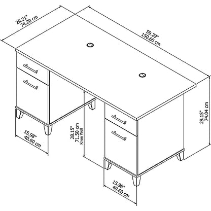 Bush Furniture Somerset 60-Inch Office Desk, Storm Gray (WC81528K) - WoodArtSupply