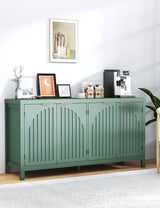 SAHISTCT 58" Modern Fluted Sideboard Buffet Cabinet with Storage, Modern Credenza with Arched Doors, Coffee Bar Table, Wood Media TV Console Table Credenza for Living Room Hallway Entryway (Green) SAHISTCT
