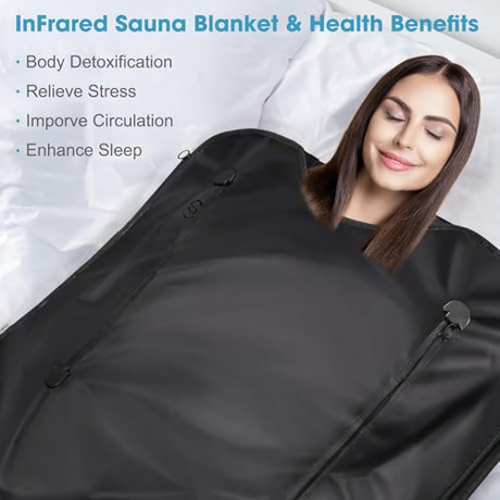 mysuntown Infrared Sauna Blanket for Detoxification，Portable Sauna Blanket for Home use,Low EMF，86-158℉,20-60 Minutes Timer,6.23ft x 2.95ft mysuntown