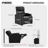 PBRO Home Theater Seating Top Grain Leather, Zero Gravity Recliner Chair Movie Theater Chairs Electric Sofa with Power Reclining USB Charge Ambient Lighting Black Single Seats for Living Room