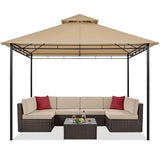 Yaheetech Gazebo for Patios 11x11 - Outdoor Powder-Coated Steel Frame Gazebo, Double Roofs Grill Gazebo BBQ Pavilion, Water-Resistant, for Lawn/Backyard/Garden/Deck, Khaki Yaheetech