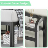 QEROMY Twin Size Bed Frame - Storage Headboard with Charging Station, Easy Assembly, 18 inch Heavy Duty Metal Platform Bed Frame No Box Spring Needed, Black QEROMY