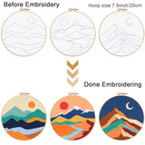 Louise Maelys 3 Set Landscape Embroidery Kits for Beginners,Cross Stitch Kit for Adults,DIY Needlepoint with Mountain Sun Moon Pattern