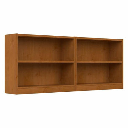 Bush Furniture Universal Small 2 Shelf Bookcase Set - Natural Cherry Finish, Versatile Storage for Home Office or Living Room - WoodArtSupply