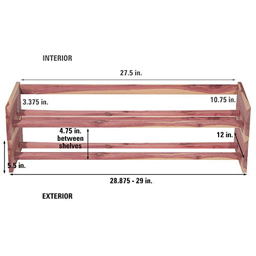 CedarFresh Stackable Cedar Shoe Rack, 29"l x 12"d x 5.5"h Household Essentials