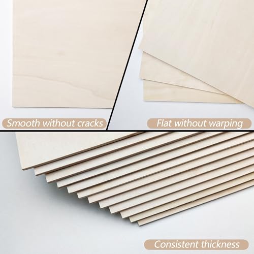 12 Pack Basswood Sheets 1/8 inch, 3mm Basswood for Laser Cutting, 12 x 12 inch Wood Slabs for Crafts, DIY Architectural Models Making, Wood Engraving, Staining Le Shang