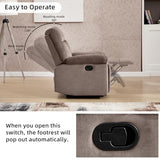 CANMOV Manual Recliner Single Sofa, Wall-Hugger Reclining Couch, Upholstered Sofa Chair with Armrests, Fabric Reclining Couch with Soft Cushion for Living Room (Brown, 36" W)