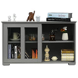 Giantex Buffet Sideboard, Wood Credenza with Sliding Doors, Storage Cabinet with Adjustable Shelf, Modern Console Table, Kitchen Cupboard, Buffet Pantry, Living Room Dining Room Furniture (Gray) Giantex