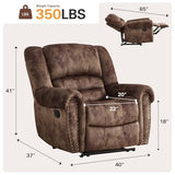 CANMOV Manual Recliner Chair, Classic and Traditional Fabric Recliner Chair with Comfortable Arms and Back Single Sofa for Living Room, Chocolate Brown