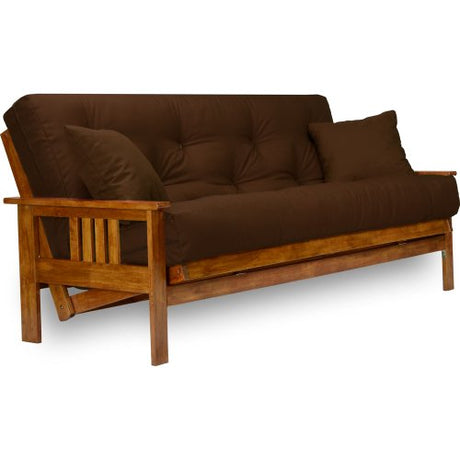 Nirvana Futons Stanford Futon Set - Full Size, Frame, 8" Mattress, Microfiber Sussex Fudge Cover Nirvana Futons