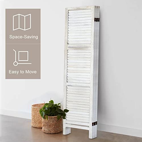 AMBITION LAND Room Divider with Shelves, Privacy Screen, Room Dividers and Folding Privacy Screens, 4 Panel Wood Temporary Wall Partition Separation Separator, Coconut AMBITION LAND
