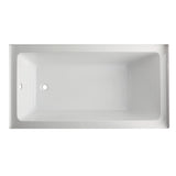 Aqua Eden VTAP6032L22C 60-Inch Anti-Skid Acrylic 3-Wall Alcove Tub with Left Hand Drain Hole, White Kingston Brass