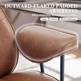 Home Office Desk Chair Retro Faux Leather Chair with Lumbar Support &Rubber Wheels, Mid Back Ergonomic Computer Chair Swivel Rolling Work Chair Coolka