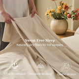MEISHANG 100% French Pure Linen Sheets Queen Size - Bed Sheets 4 Piece Sets, Soft Durable Flax Linen, Anti-Tear Breathable Oeko-Tex Certified with 16" Deep Pocket (Linen) MEISHANG