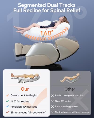 4D+3D Dual Mechanism Massage Chair Full Body, Zero Gravity Massage Chair Recliner with Segmented Dual SL Track, AI Fatigue Health Detection, 160° Flat Stretch, 8" HD Touchscreen & Voice Control,Brown CareTech