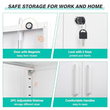SISESOL White Metal Storage Cabinet with Doors and Shelves,36 inch Small Metal Cabinet with Lock,Short Garage Storage Cabinets,Locking Steel Cupboard for Home,Office,Kitchen,Garages SISESOL
