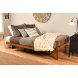 HomeStock Full Size Futon Frame with Mattress - Hardwood Sofa Bed Convertible 79" Suede Black/Without Storage Drawers HomeStock